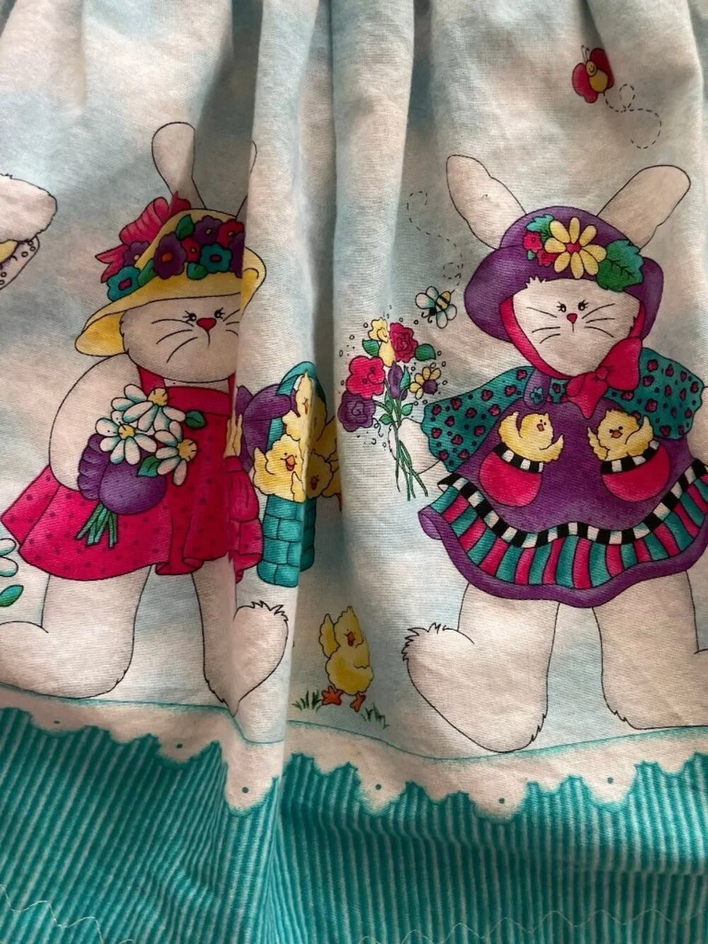 Daisy Kingdom ? Handmade Sun Dress 3T Blue Bunny Chicks Cloud Print Easter